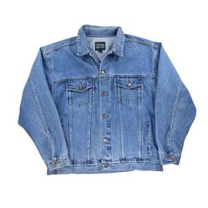 Stefano Man Denim Trucker Jacket Mens XL Blue Vintage Style Cotton